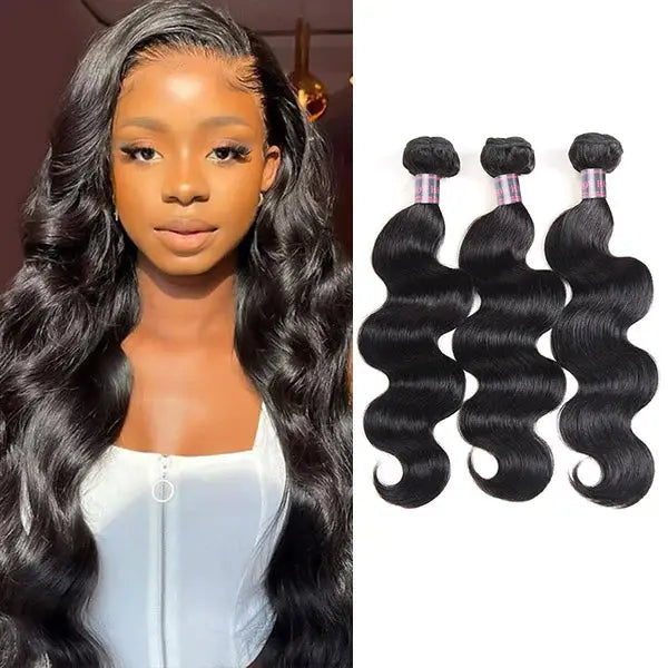 Body Wave Bundles Indian Human Hair Weave 3 Bundles Hair Extensions 🚚✅ Hair & Kisses Outlet