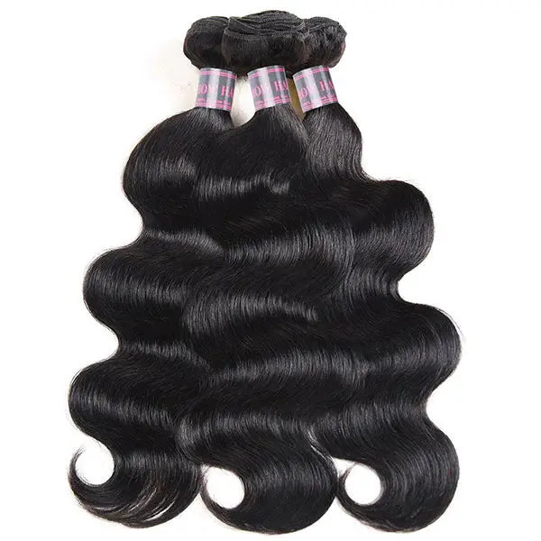Human Hair Bundles with Closure Peruvian Body Wave 3 Bundles with 4x4 Lace Closure 🚚✅ Hair & Kisses Outlet