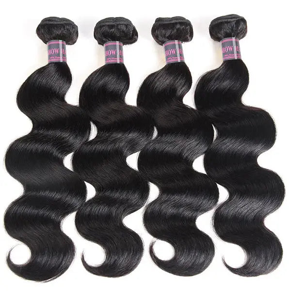 Brazilian Body Wave Human Hair 4 Bundles With 4x4 Lace Closure 🚚✅ Hair & Kisses Outlet