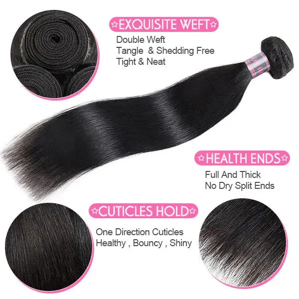 8A Brazilian Straight Human Hair 4 Bundles 8-28 Inches 🚚✅ Hair & Kisses Outlet