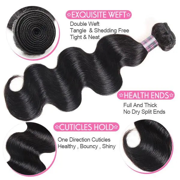 Brazilian Body Wave Bundles Unprocessed Human Hair Weave 3 Bundles 🚚✅ Hair & Kisses Outlet