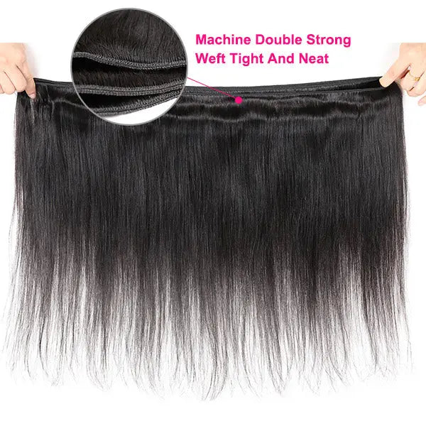 Brazilian Human Straight Hair 4 Bundles With 4x4 Lace Closure 🚚✅ Hair & Kisses Outlet