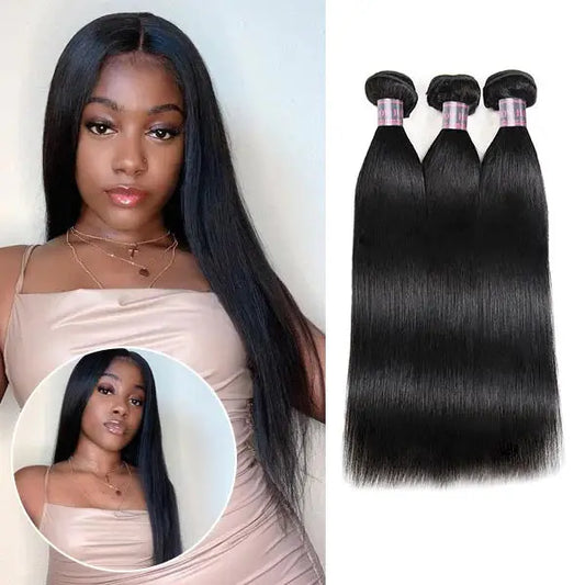 Brazilian Straight Hair 3 Bundles Straight Human Hair Weave 🚚✅ Hair & Kisses Outlet
