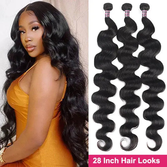 Brazilian Body Wave Bundles Unprocessed Human Hair Weave 3 Bundles 🚚✅ Hair & Kisses Outlet