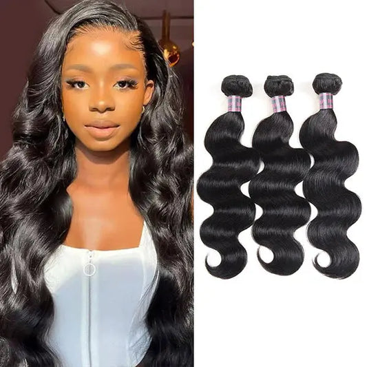 Body Wave Bundles Indian Human Hair Weave 3 Bundles Hair Extensions 🚚✅ Hair & Kisses Outlet