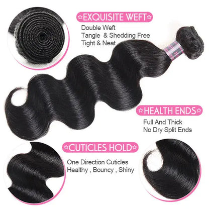 Brazilian Hair Body Wave 4 Bundles Unprocessed 100% Human Hair Weave 🚚✅ Hair & Kisses Outlet