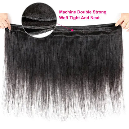 Brazilian Human Straight Hair 4 Bundles With 4x4 Lace Closure 🚚✅ Hair & Kisses Outlet