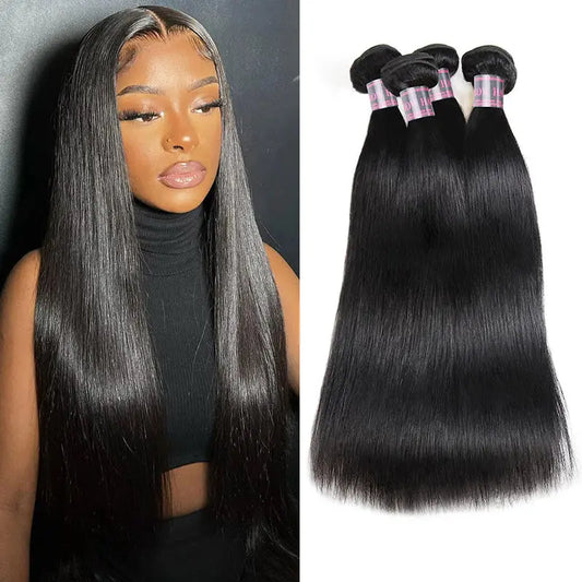 8A Brazilian Straight Human Hair 4 Bundles 8-28 Inches 🚚✅ Hair & Kisses Outlet